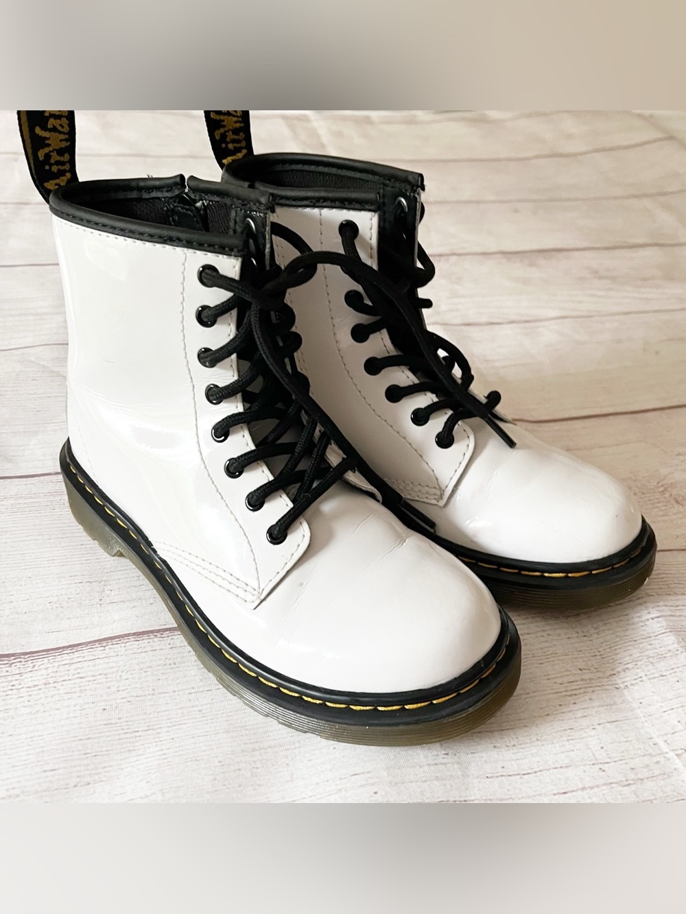 Doc Martens white patent boots